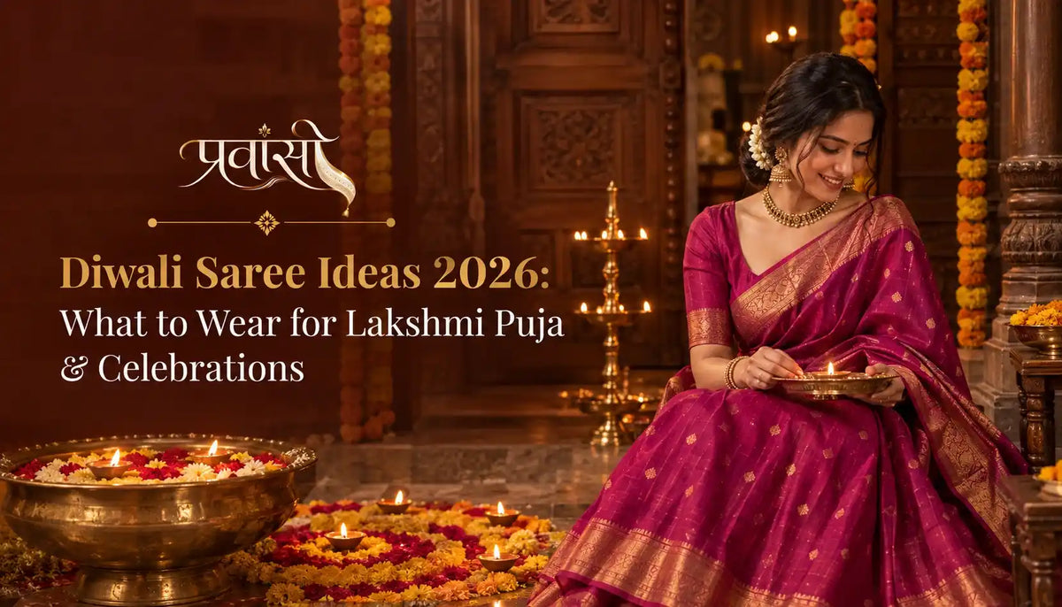 Diwali saree ideas 2026 featuring Banarasi silk, Chanderi, Maheshwari, Paithani and cotton sarees