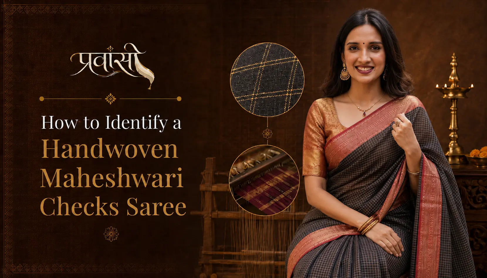 How to Identify a Handwoven Maheshwari Checks Saree