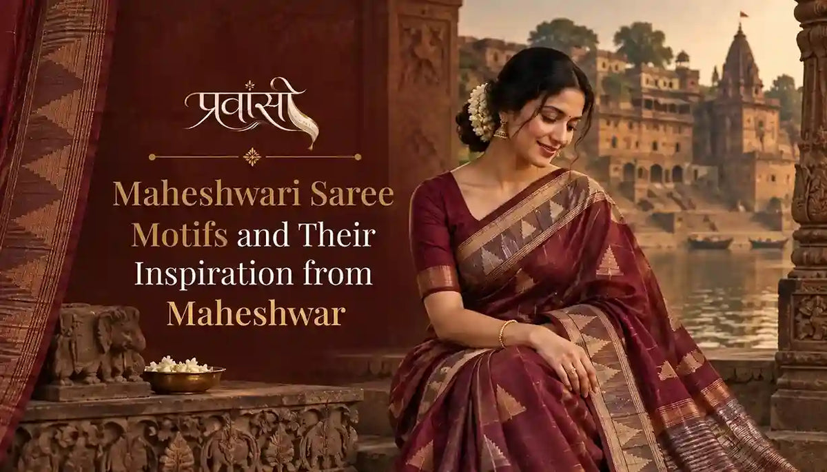 Maheshwari saree motifs inspired by Maheshwar architecture, nature and traditional weaving designs
