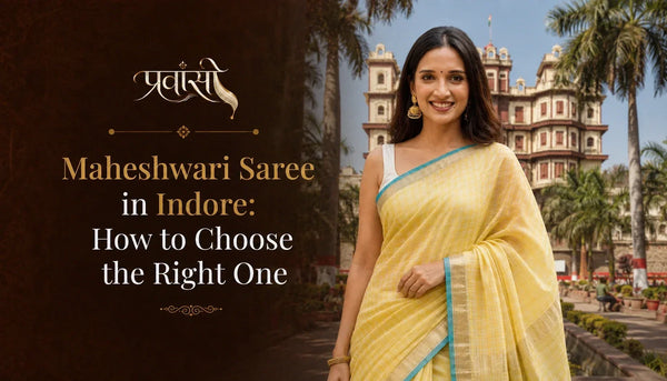 Maheshwari saree in Indore featuring zari, buttidar, palledar and checked designs