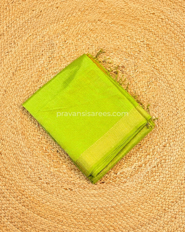 Pure Maheshwari Check Diamond Border Lime Green Saree