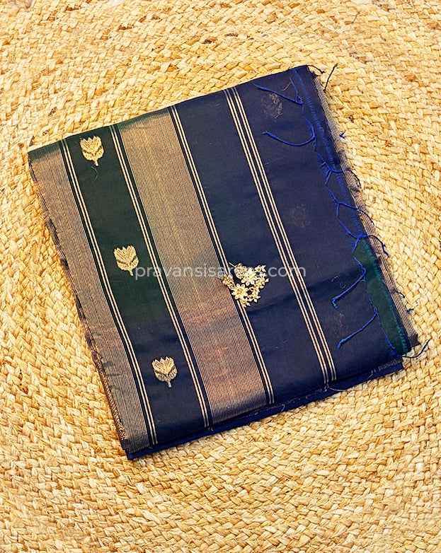 Pure Maheshwari Lotus Butta Navy Blue Saree