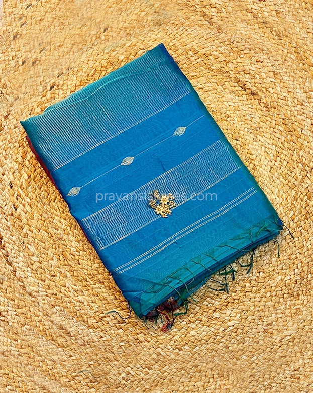 Pure Maheshwari Shaded Butti Blue Saree