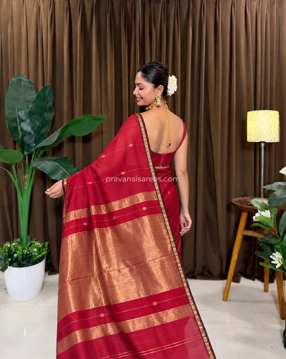 Pure Maheshwari Star Butta Rani Pink Saree