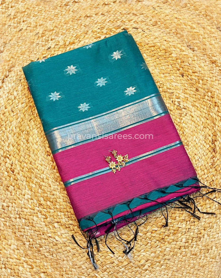 Semi Maheshwari Star Butti Magenta Saree
